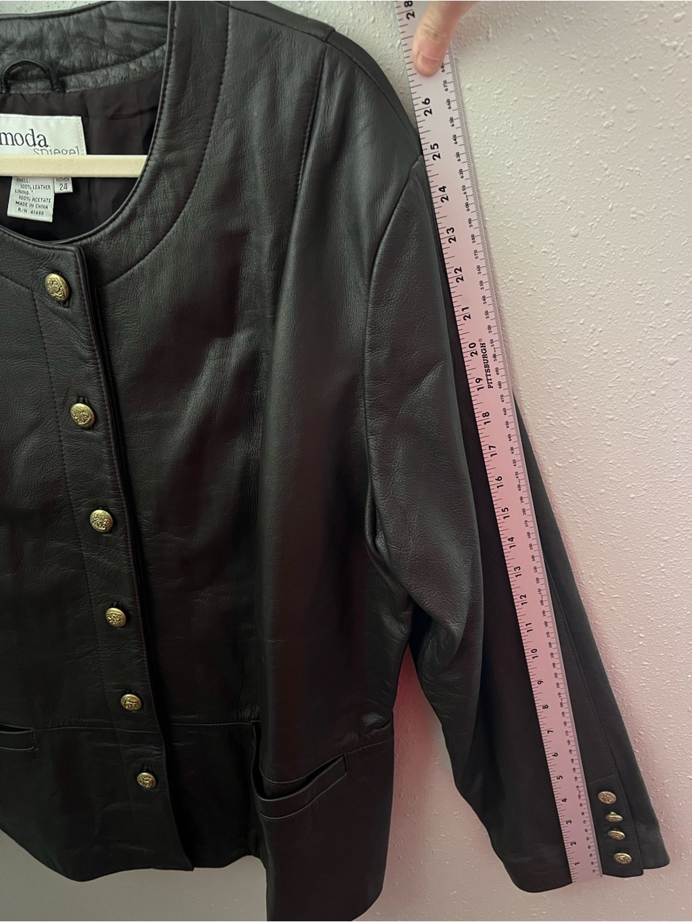 Moda Spiegel Classic Brown Leather Button Front Jacket with Gold Tone Buttons - Picture 12 of 12